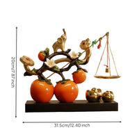 Glossy Persimmon Decor with Base Unique Design Persimmon Ornament Decorative Tabletop Ornament Artificial for Homeowners, Living Room, Entryway, Office Desk