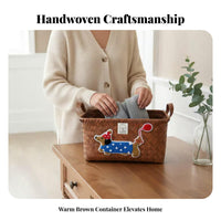 Handwoven Woven Storage container with Handles adaptable Rectangular Storage container with Handles adaptable Household Storage Sturdy Frame for Homeowners, Families, Entrymethod, Bedroom, Living Room, Bathroom