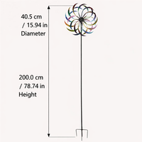 Rainbow Metal Wind Spinner for Yard, Large Garden Windmill Decoration, Outdoor Lawn Ornament, Multi Tier Iron Frame Construction