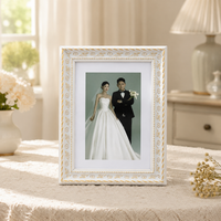 Ivory A4 Frame Photo Frame, A5 Frame European Classical Picture Frame, Handmade Engineered Wood Rectangle For Wall Hanging Or Desktop