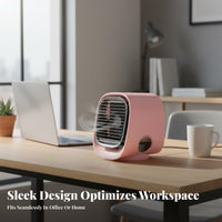 Portable Water Cooling Fan 3-Speed Setting Mini Air Chiller 7-Color Night Light USB Desktop Fan for Office Workers, Students, Bedroom, Dorm Room