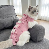 Post-Surgery Cat Clothing, Sleeveless Tie Closure Recovery Suit Cats, Unisex Anti-Licking Suit Post Abdominal Surgery with Adjustable Strap Suit
