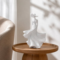 Graceful Figurine with Hat Elegant Tabletop Sculpture Smooth Woman Figurine Aesthetic for Living Room, Office