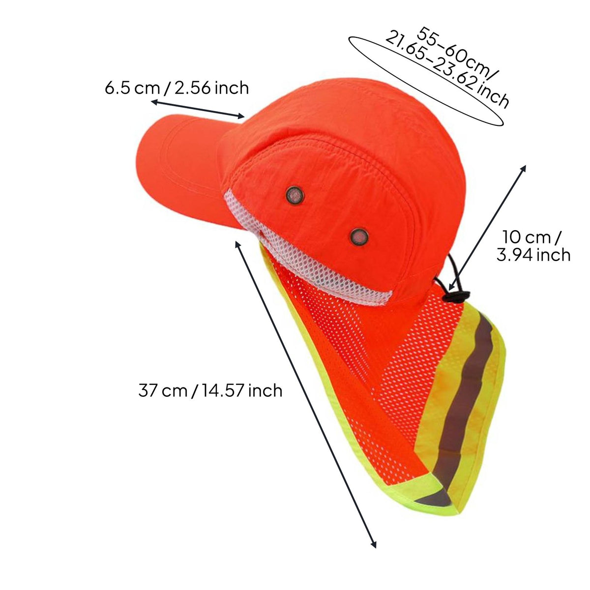 Reflective Baseball Cap   High Visibility Cap with Neck Flap Lightweight  Sun Hat with Neck Cover for Construction Site