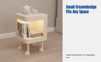 Cream Style Bedside Table, Small Coffee Table, Storage Cabinet, Metal Frame, Kid-Friendly, Living Room, Bedroom