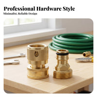 Leak-Resistant Brass Hose Connector Pair Knurled Grip Garden Hose Quick Connector Black Sealing Rings Quick Connect Coupler American Thread