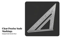 Carpentry Triangle Ruler High Precision Efficient Angle Square Multi-Functional Aluminum Alloy Try Square for Carpenters, Builders, Framing, Roofing