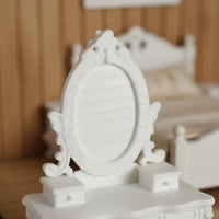 Simulation Model 1:12 Scale Vanity Table Playhouse Toy White Dollhouse Vanity Set for Hobbyists