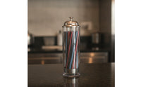 Drinking Tube Holder dispenser with Stainless Steel Lid Countertop Drinking Tube Holder dispenser with Lid Convenient for Cafe