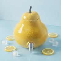 Large Capacity Pear Shaped Beverage Dispenser Leak-Proof Cold Drink Pitcher with Spigot Airtight Lid Fruit Design Water Jug Wide Mouth Opening for Parties