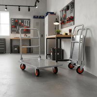 Foldable Heavy Duty Flatbed Trolley Quiet Wheels Folding Platform Truck Wear-Resistant Casters Steel Push Vehicle Dolly Easy Storage for Warehouse, Garage, Office