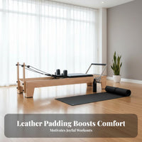 Pilates Reformer Bed Full Body Workout Maple Wood Reformer Adjustable Resistance Core Training Bed for Home Gym Users, Adults, Recovery Center