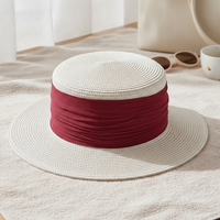 Women's Flat-Top Straw Sun Hat for Beach Vacations and Sun Protection
