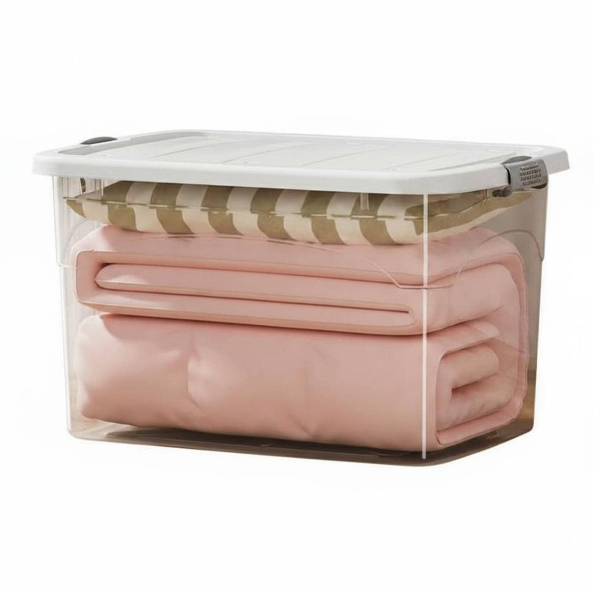 Clear Wheeled Container with Lid Stackable Design Wheeled Tote container long-lasting