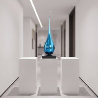 Teardrop Sculpture Modern Sculpture with Marble Base Sleek Abstract Statue for Entryway