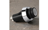 Chrome Bezel Push-Button Ignition Switch Silver Textured Face Panel Mount Ignition Switch Bolt Symbol Round Starter Button Black Body