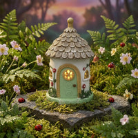 Thatched Roof Cottage Resin Solar Glowing Decoration Waterproof Micro Landscape House