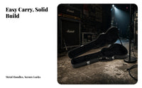 Electric Guitar Hard Case Soft Interior Electric Guitar Case Carrying Handle Music Gear Black Finish Metal Latches