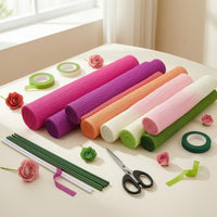 Hot Glue Sticks Crepe Paper Craft Kit Double-Sided Tape Crepe Paper Flower Kit Scissors Hobby Supply Plastic-Coated Wire