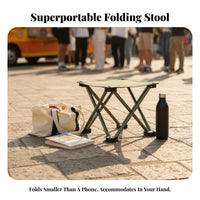Foldable Compact Folding Stool Lightweight Cross-Frame Folding Stool Quick Setup Portable Seat Heavy-Duty for Travelers, Backpackers, Queuing, Travel, Camping, Hiking