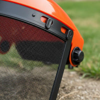 Adjustable Headband Brush Cutter Helmet Flip-up Visor Mesh Face Guard Shock Resistant Lawn Mower Face Guard Debris Protection for Landscapers, Gardeners, Landscaping, Outdoor