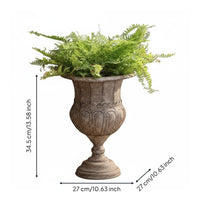 Embossed Urn Planter Weathered Finish Decorative Flower Pot Antique Look