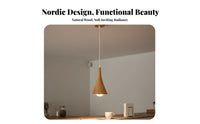 Minimalist Design Wooden Hanging Light Adjustable Height Wood Hanging Light Dimmable Nordic Design Droplight for Business Owners, Interior Designers, Restaurant, Bar Counter, Dining Room, Bedroom