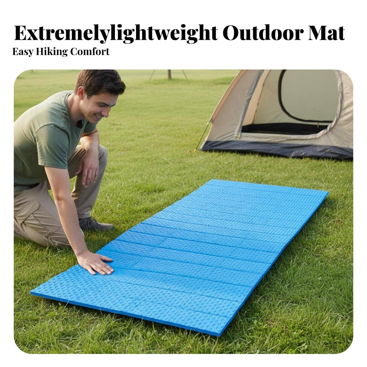 Moisture-Proof Foldable Egg-Crate Texture-Crate Mattress Lightweight Accordiondesign Foam Pad Waterproof Camping Mat Thermal Insulation for Campers, Backpackers, Hikers, Tent Use, Restping, Backpacking, Picnicking