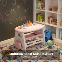 Safe Material Kids Desk and Chair Set Easy to Clean children's Study Desk with Storage Toddler Learning Table Multipurpose for Toddlers, Preschoolers, Parents, Playroom, Bedroom, Living Room, Preschool