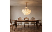 French Retro Chandelier Creamy White Pendant Chandelier Elegant Hanging Lamp for Living Room, Primary Bedroom