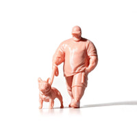 Man Walking Canine Figurine Dog Walking Figurine Portable Diorama Figure for Hobbyists