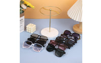 Metal Glasses Display Stand Desktop Sunglasses Organizer with Round Base Compact Tabletop Sunglasses Rack for Eyewear Collectors, Vanity, Shop Counter