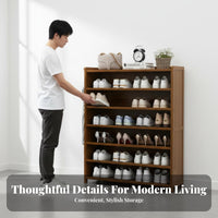 Dust-Proof Multi-Tier Shoe Rack Space Saving Bamboo Shoe Shelf Multifunctional Freestanding Storage Cabinet Easy Assembly for Students, Apartment Dwellers, Homeowners, Hallway, Dorm Room, Closet, Bedroom