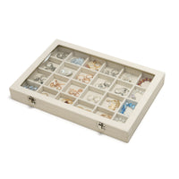 Dustproof Jewelry Box with Glass Lid Slim Jewelry Organizer Box Slim-Line Clear for Dresser, Vanity