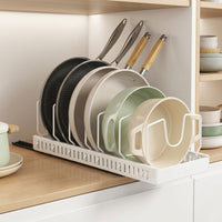 Pot Rack, Under Sink Storage, Frying Pan Rack, 52cm, Stainless Steel, Drawer Type, Adjustable Dividers