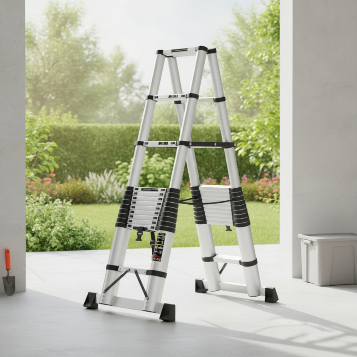 Double-Sided Telescopic Ladder Aluminum Telescopic Ladder with Support Supports for Homeowners, Handymen, Home Repair, Garage, Workshop