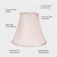 Light Shade with Pleated Silk-Like Material and Floral Lining, Table Lamp with Iron Frame, Classic Drum Lampshade for