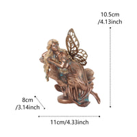 Bronze Finish Fairy Figurine Detailed Craftsmanship Sleeping Fairy Statue Weather Resistant Lawn Ornament for Gardeners, Patio, Balcony