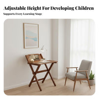 Solid Wood Folding Desk Sturdy Construction Folding Desk Easy Assembly Foldable Study Table for Students, Children, Bedroom