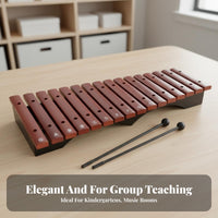 Faux Rosewood Finish-Style Finish 15 Note Xylophone Educational Music Education Teaching Instrument Child-Safe Wooden Xylophone for Toddlers, Beginners, Music Class, Classroom, Playroom