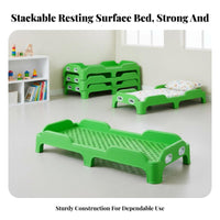 Easy to Clean Stackable Plastic Cot Space-Saving Stackable Cot Rounded Corners Preschool Equipment Single Piece-Piece Molding for Preschoolers, Daycare Providers, Kindergarten, Rest Time, Classroom, Camping