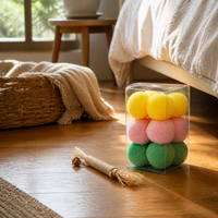Silent Macaron Plush Cat Toy Balls for Kittens, Self-Amusement Pet Play Set