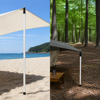 Adjustable Aluminum Awning Pole with Silicone Anti-Thunder Cap for Outdoor Camping Tent Sunshade