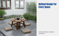 Elm Wood Tea Table, Premium Round Solid Wood Hot Pot Table, Multi-Functional for Balcony, Courtyard, Living Room
