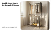 Sturdy & Long-Lasting Heavy Duty Clothing Rack Easy Assembly Freestanding Clothes Rack with Shelf Space-Saving 2-Tier Clothing Organizer Large Capacity for Homeowners, Boutique Owners, Bedroom, Dorm Room, Entryway, Basement