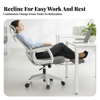 Lumbar Support Ergonomic High-Back Recliner with Footrest Adjustable Headrest Ergonomic Reclining Chair with Footrest Office Furniture for Executives, Remote Workers, Students, Napping, Study Room, Gaming Setup