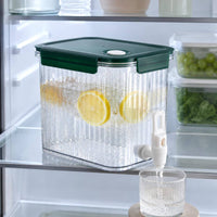 Leak-Resistant Refrigerator Drink Dispenser Ribbed Clear Beverage Dispenser Easy Dispensing Household Liquid Container Space-Saving Design