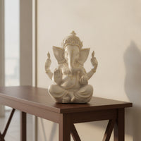 Resin Ganesha Statue with Lotus Base Tabletop Ganesha Statue Sculpted Decor Decorative for Home Altar