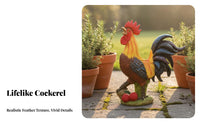 Detailed Craftsmanship Cock Statue Lifelike Design Cock Garden Decor Vibrant Colors for Gardeners, Collectors, Patio, Kitchen
