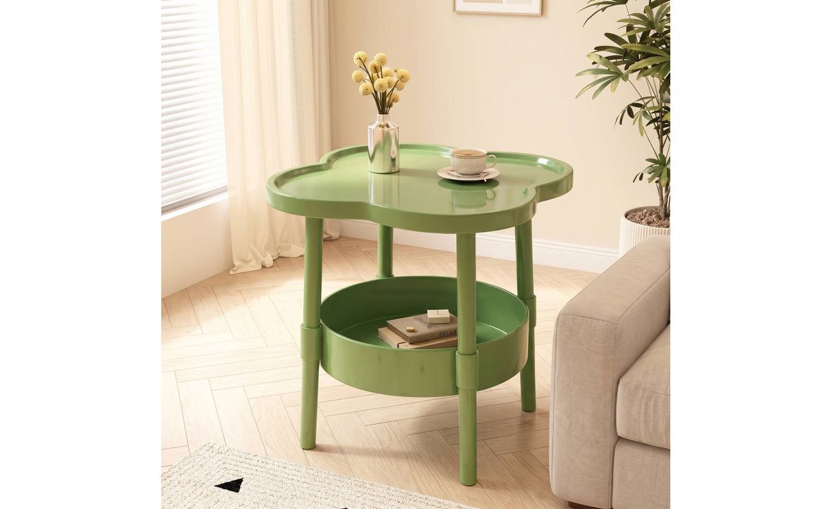 Side Table Compact Side Table with Shelf Low-Profile Furniture for Living Room, Bedside